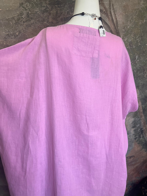 DDY670 Embroidered Boxy Dress-Pink