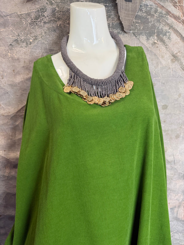 90847 Corduroy Sunflower Dress-Kiwi