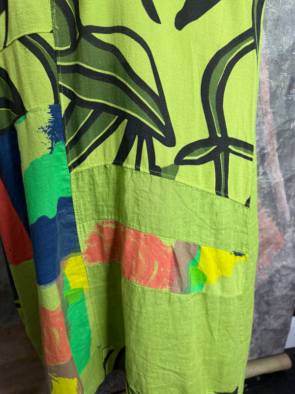 90617P-23 Linen Paint Dress-Kiwi