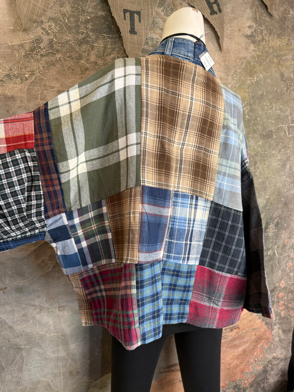 5572-Short Flannel Patchwork Duster-D