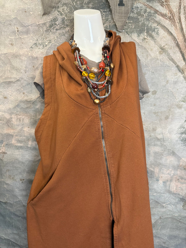 2626AU Zip Hoodie Vest-Ginger