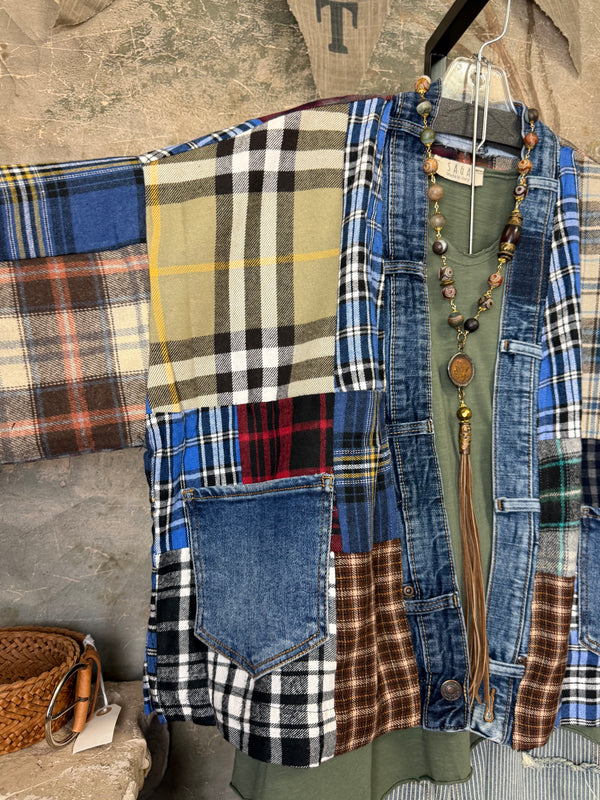 5573 Lodge Flannel Cardigan-Mix D