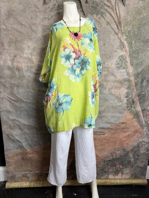 91266A Art to Wear Flower Shirt-Lime