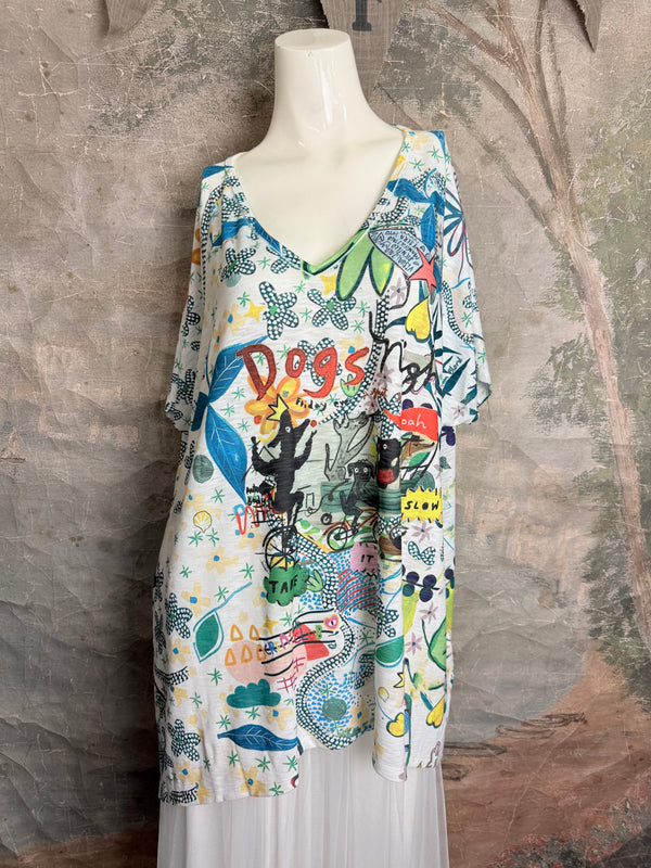 T1640K Vneck Dolman Top-Dogs Night