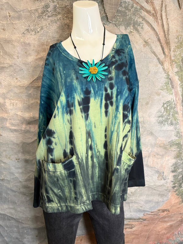 DD1807 Thea L/Slv Top-Teal