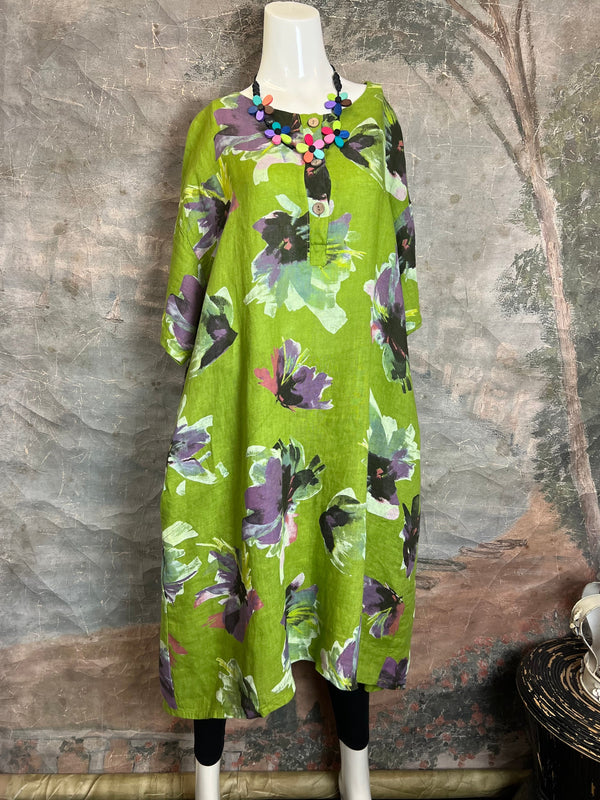 91877-52 Artful Bloom Dress-Kiwi