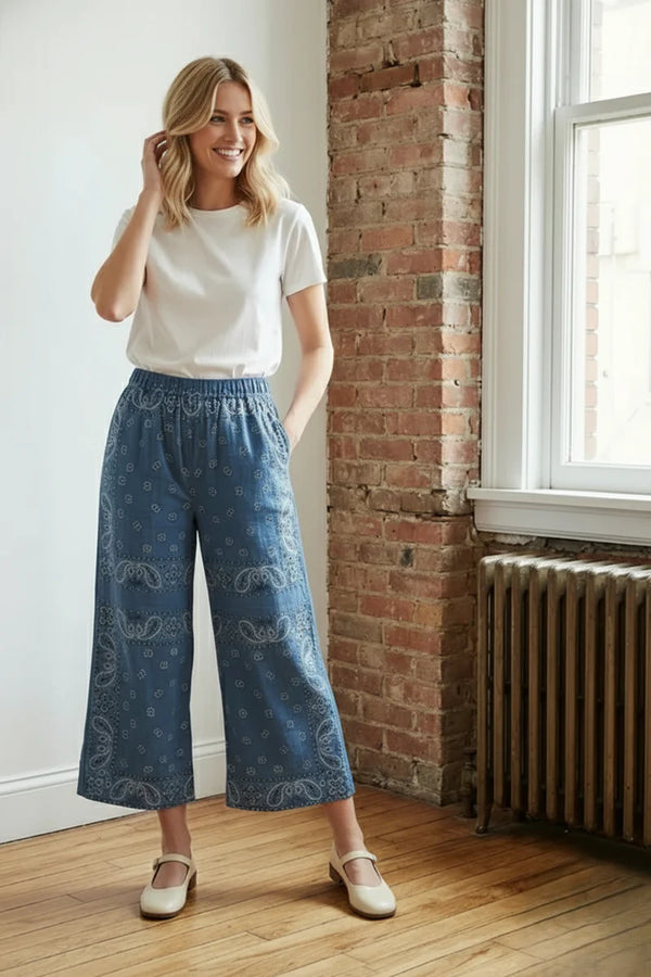 5791 Bandana Crop Pant-Navy