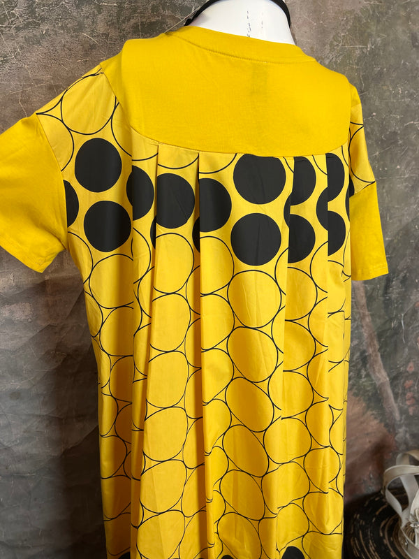 0662 VC Polka Dot Dress-Black/Yellow