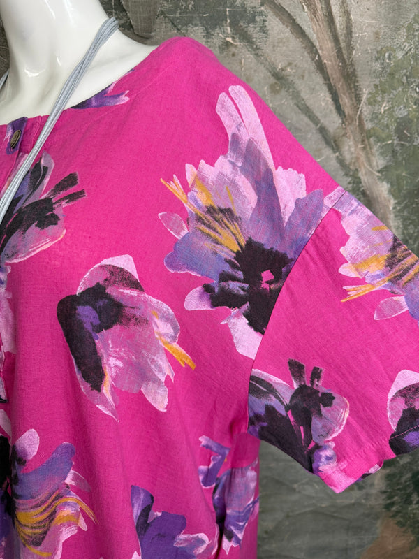 91877-52 Artful Bloom Dress-Fuchsia