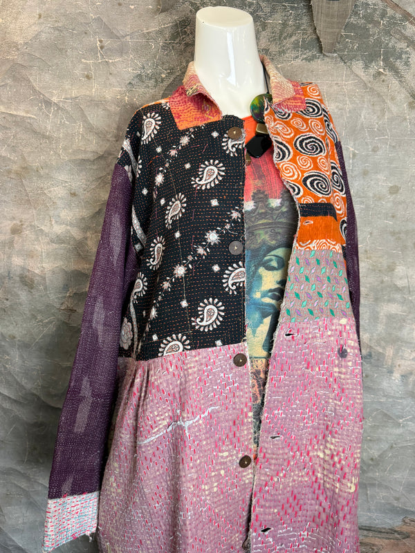 JG-183 Kantha Sunrise Coat-MIX 5