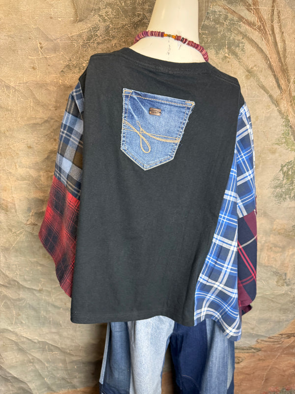 5576 Flannel Band Tee Topper-E