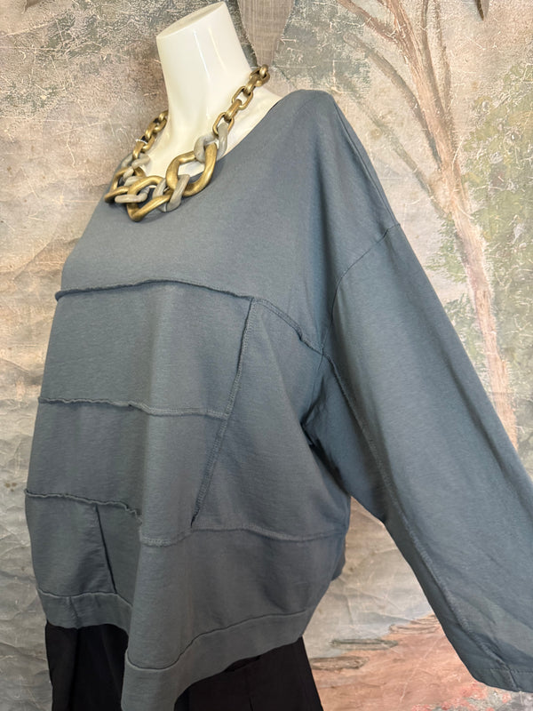 92052 Vintage Pullov Sweatshirt Top-Charcoal