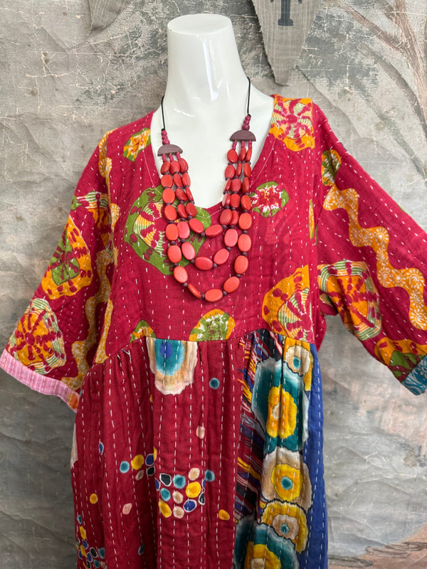 1027w Kantha Arts Tiered Dress-Mix 10