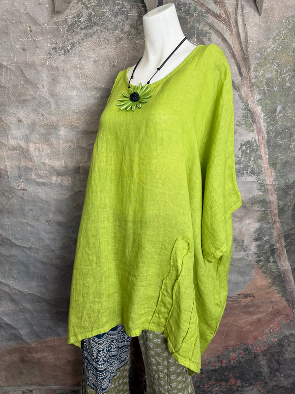 91624 Solid Patch Tunic Shirt-Kiwi