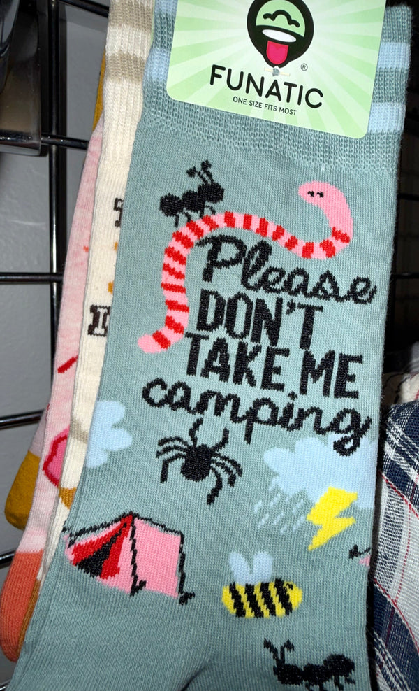 Art To Wear Novelty Socks-pls don’t take me camping