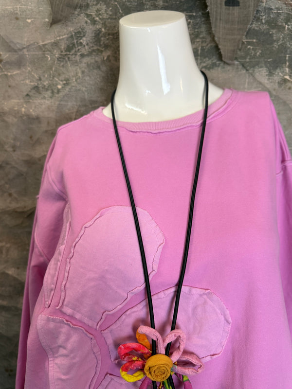 A2995202 L/Slv Flower Sweatshirt-Orchid