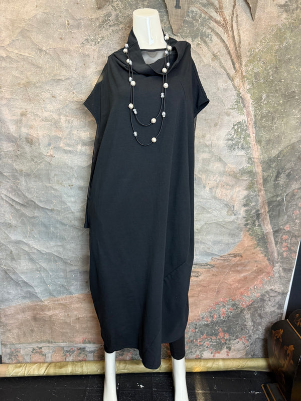 92009 Cocoon Sweatshirt Dress-Black