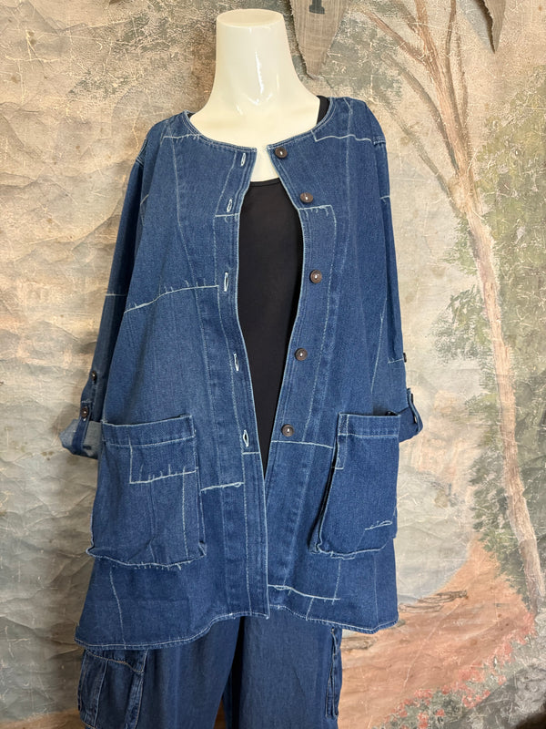 20126N17 Lg/Slv Slit Back Shirt-Indigo