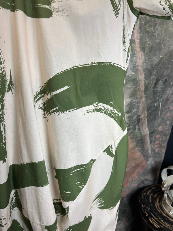 91907 ART Brush Stroke Dress-Olive