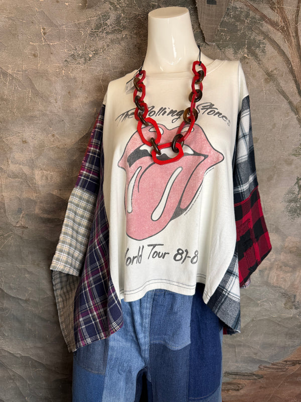 5576 Flannel Band Tee Topper-B