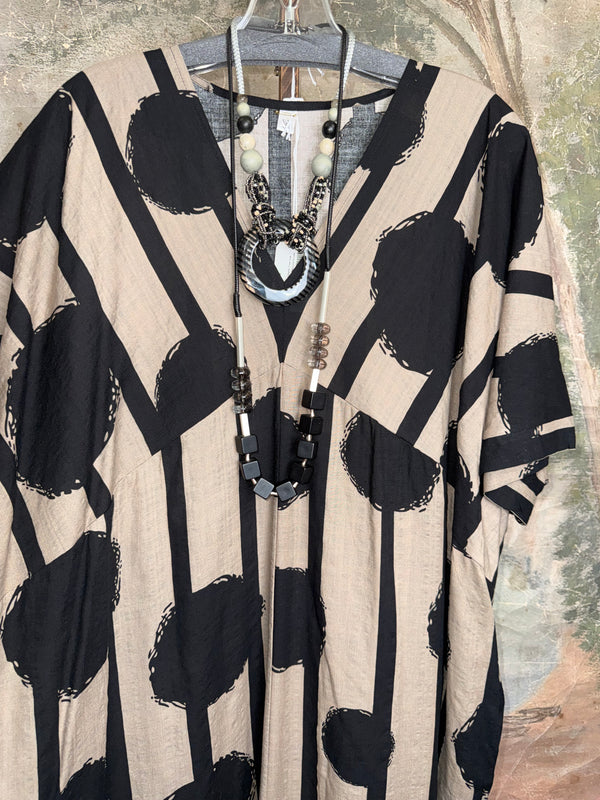 8094 Abstract Geo Linen Kaftan