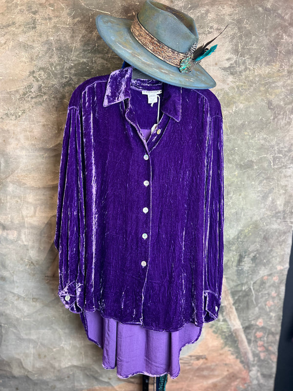5419 Velvet Camp Shirt-Purple