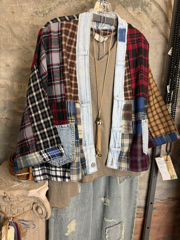 5573 Lodge Flannel Cardigan-Mix C