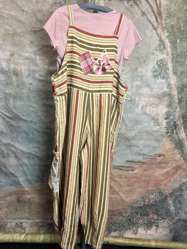 5561 OOAK Patch Linen Overalls-The Edith