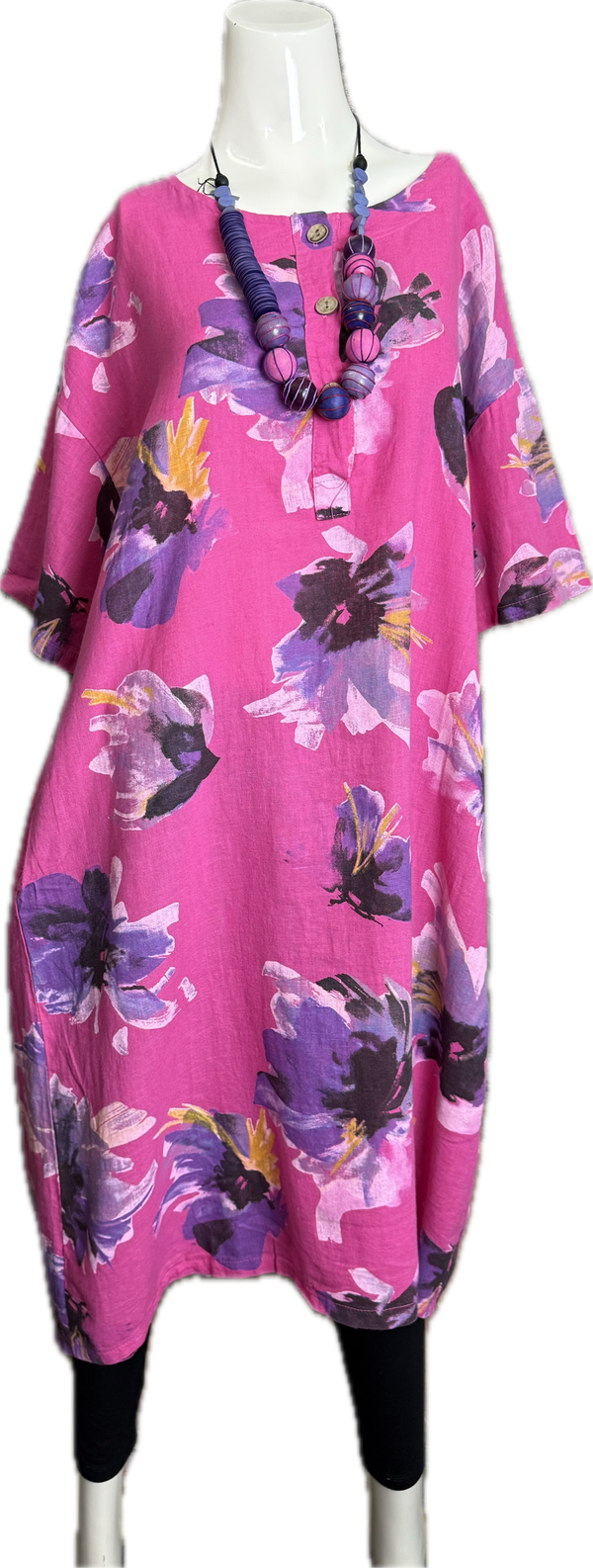 91877-52 Artful Bloom Dress-Fuchsia