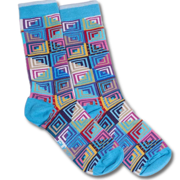 WW13 American Quilt Socks-Log Cabin Turquoise