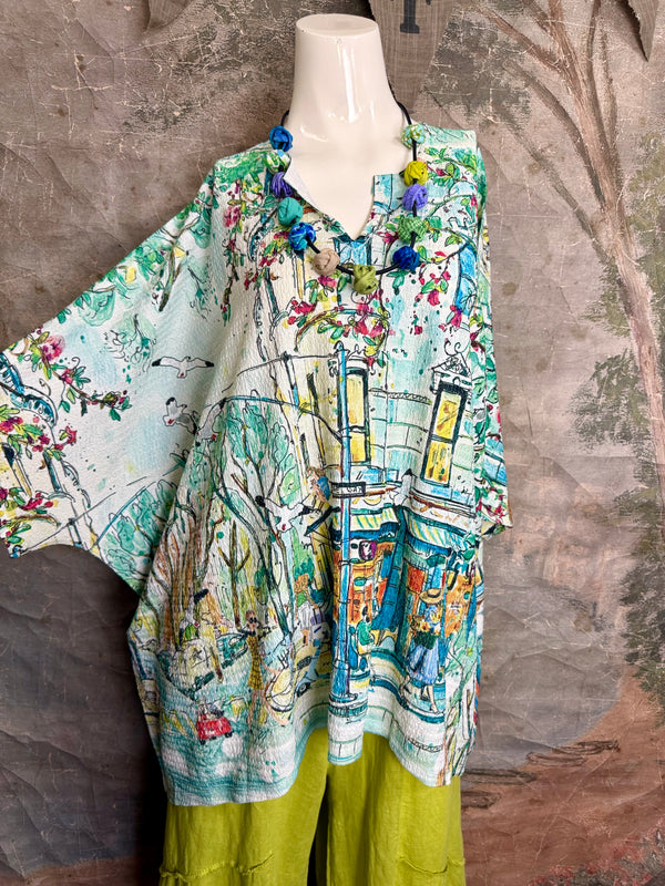 T1029YO Vneck Pullover Top-City Life