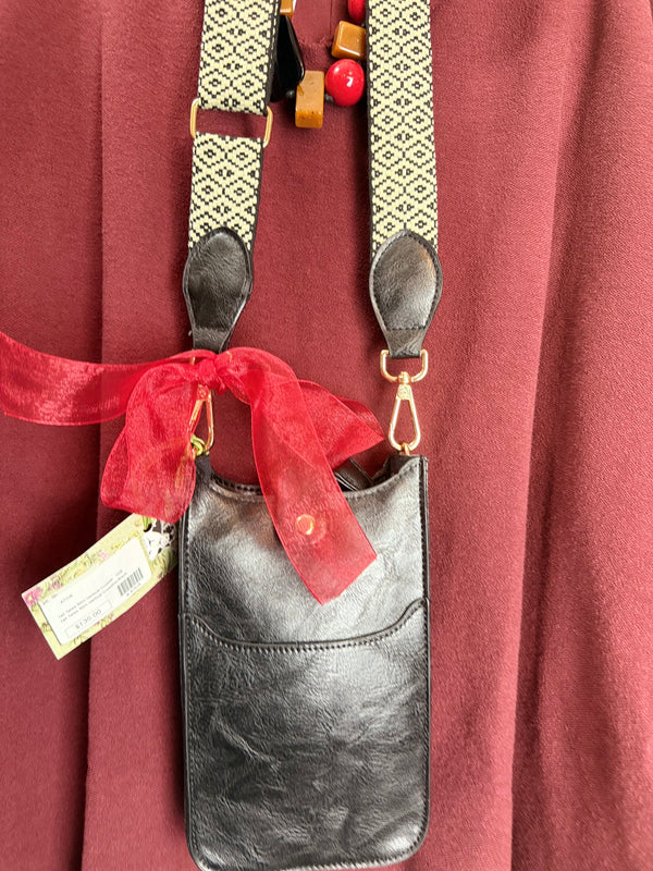 0003A Tall Tales Slim Vertical Crossbody Bag-Black