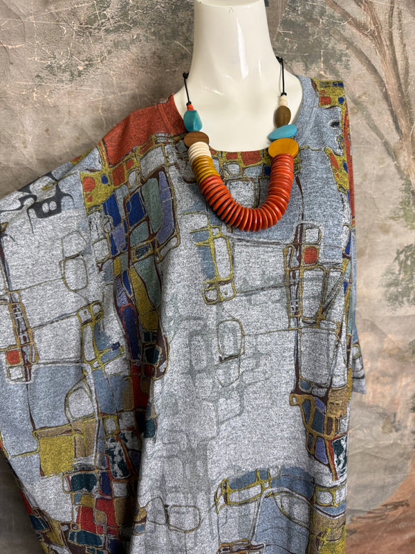 T721T Oversized Dolman Slv Top-Mapped In Color