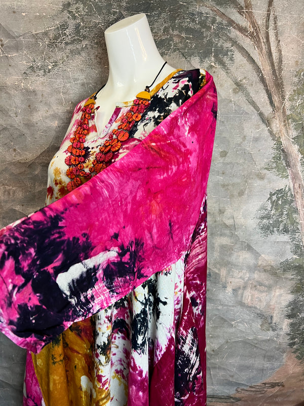 7063V Block Dyed Justly Top-PINK MIX