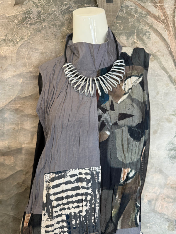 25532 Crushed Mockneck Dress-SLATE