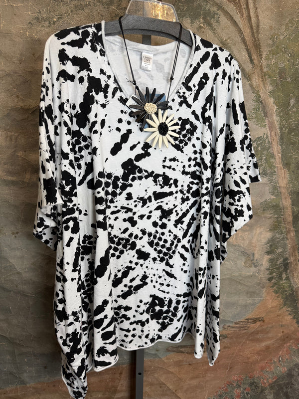 715CL-Burst Oversized Tunic Tee-WHITE