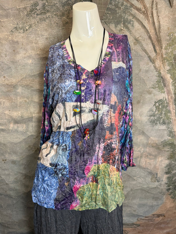 25603 Crinkle Tunic Top-Purple