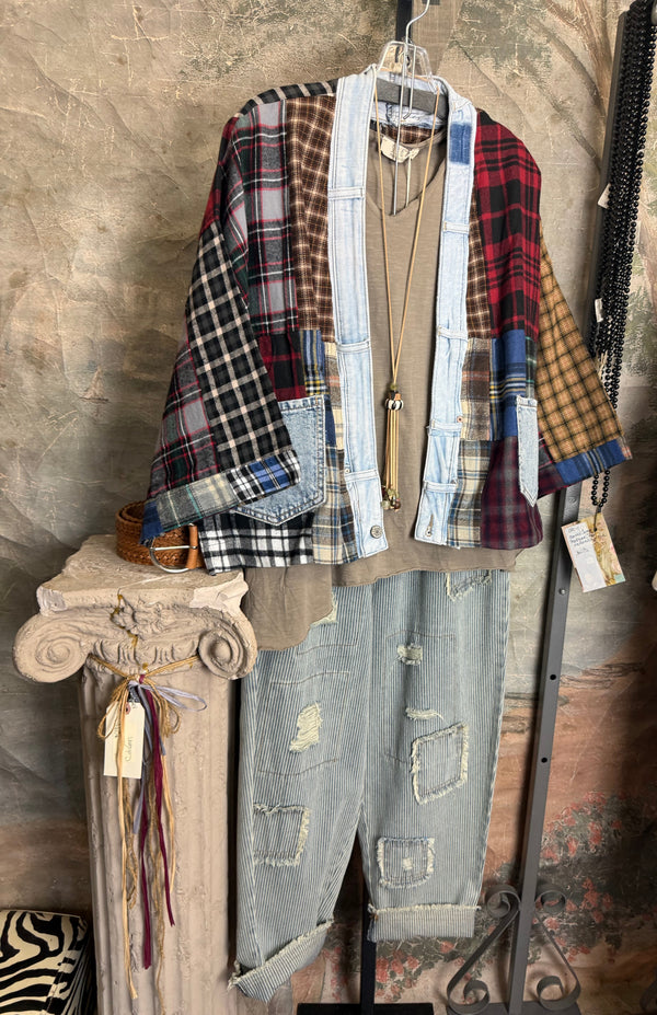 5573 Lodge Flannel Cardigan-Mix C
