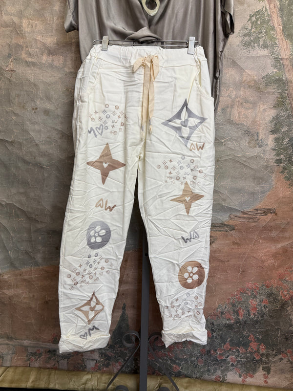 0A910 Pull On Stretch Pants-Lucky Star