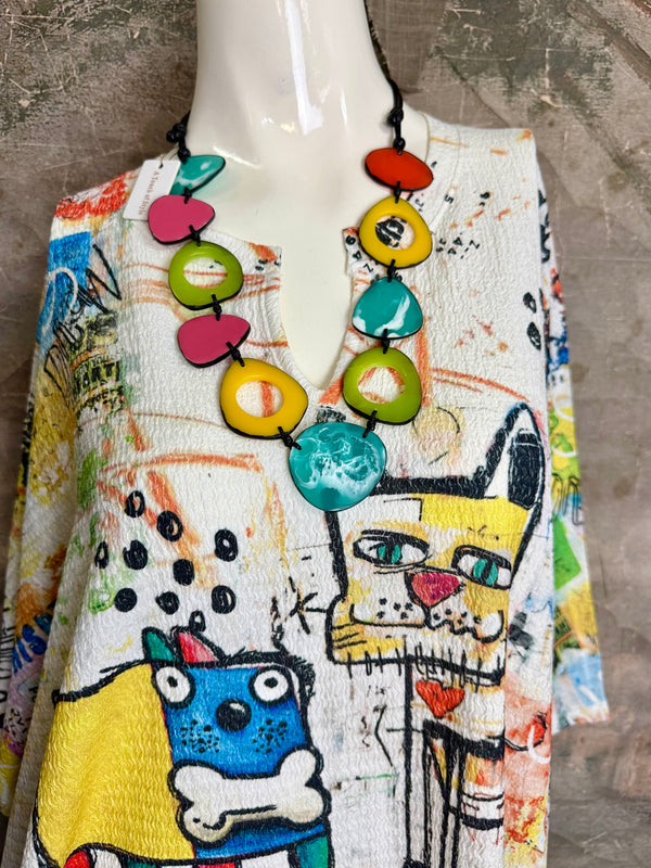 T1029YO Vneck Pullover Top-Bones & Hearty