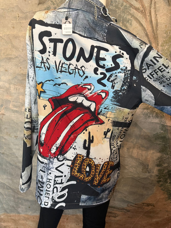 0A Leopard Mix Rock & Roll Graffiti Blazer