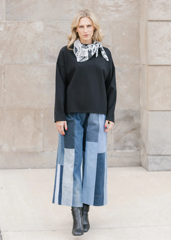 5443 Teona Denim Mix Crop Pant