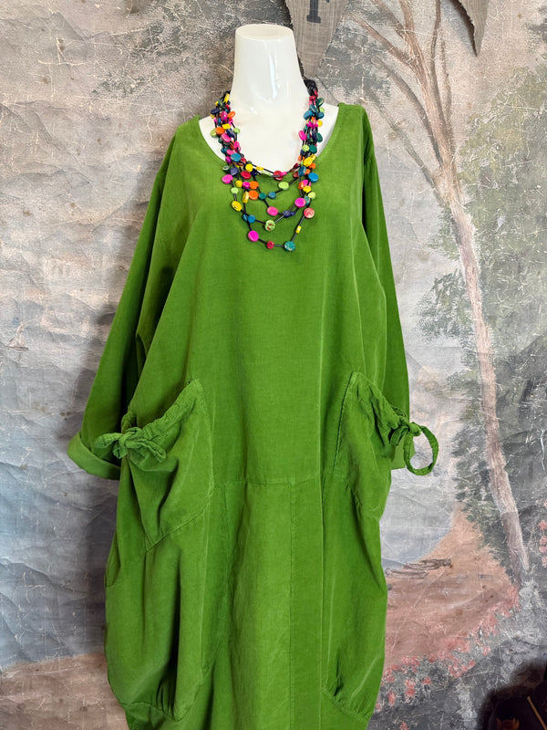 92003 Corduroy Pocket Dress-Kiwi