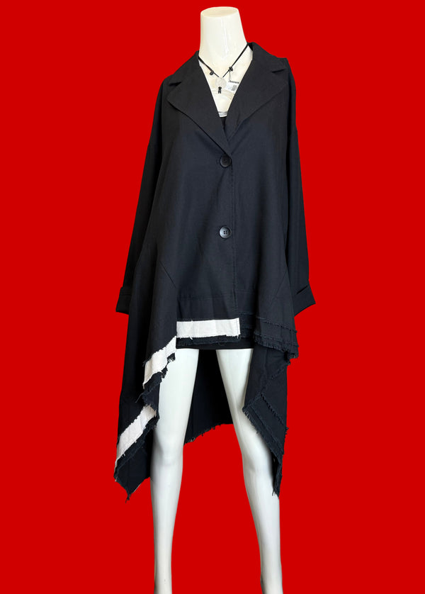32302 Med to Long Blazer Jkt W/Trim-Black