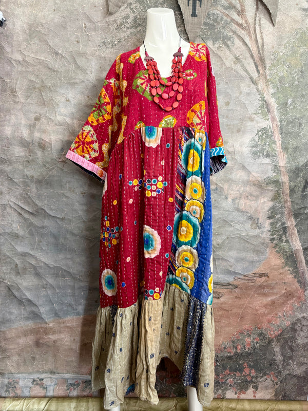1027w Kantha Arts Tiered Dress-Mix 10