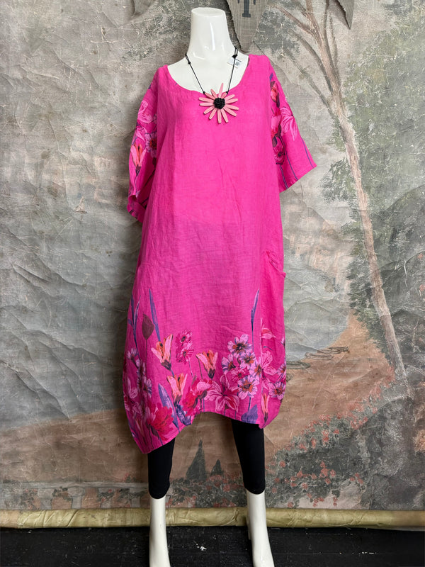 90847G Garden Tea Party Dress-Fuchsia