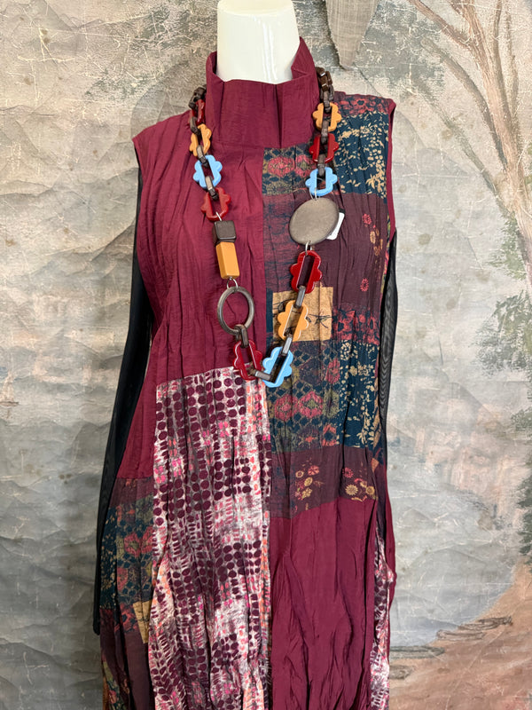 25532 Crushed Mockneck Dress-Wine