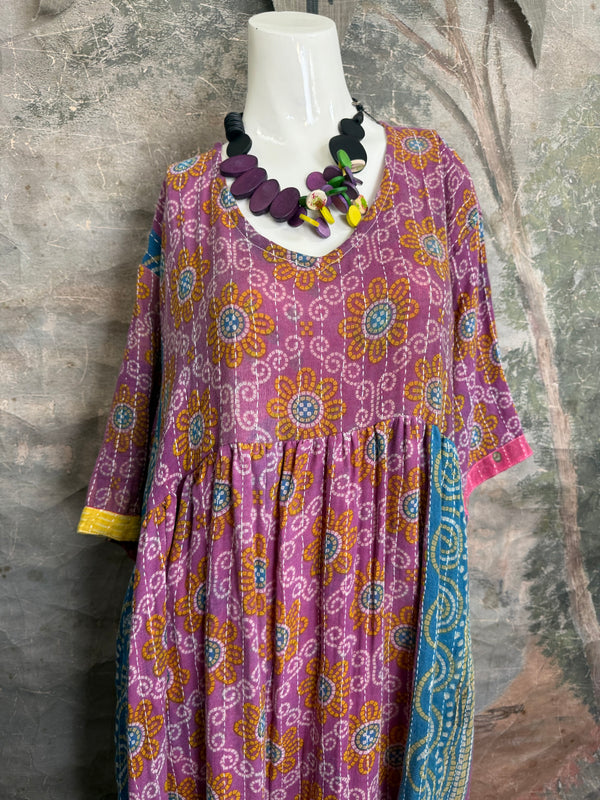 1027w Kantha Arts Tiered Dress-Mix 6
