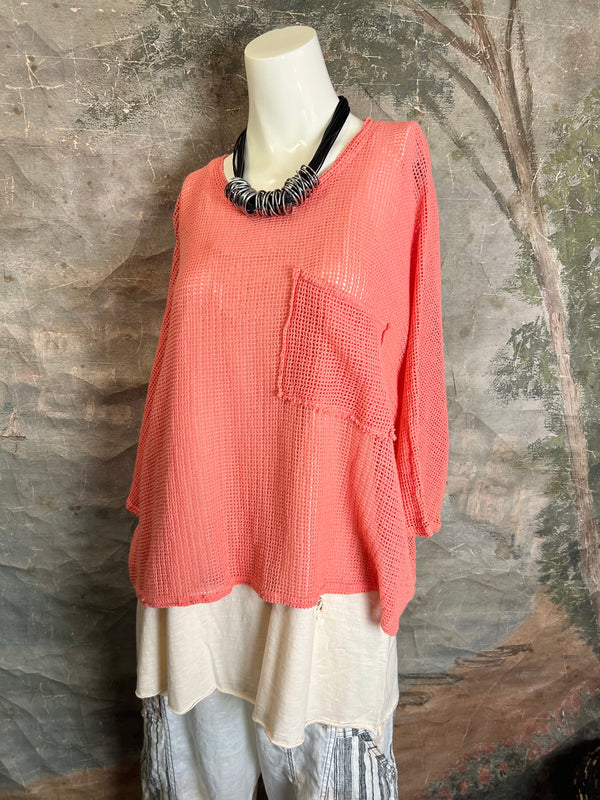 TEE004N Net Rex Top