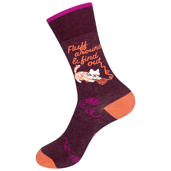 Art To Wear Novelty Socks-fluff around and find out 🐱 🧶